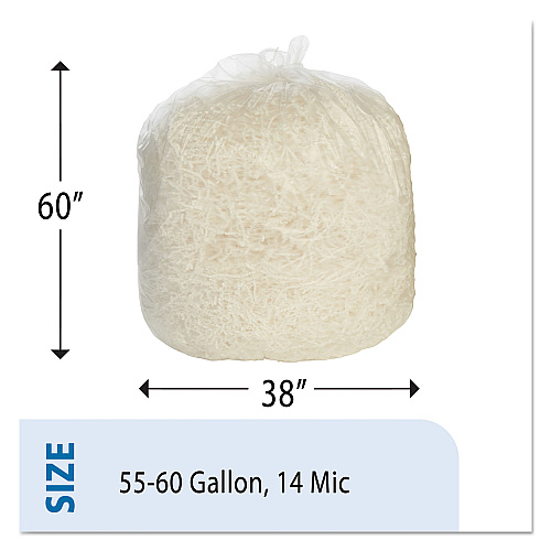 AbilityOne 8105015171347, SKILCRAFT Trash Can Liner - High-Density, 60 gal, 14 mic, 38" x 60", Natural, 200/Box