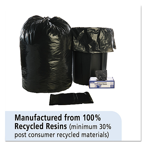 Stout by Envision Total Recycled Content Plastic Trash Bags, 56 gal, 1.5 mil, 43" x 49", Black/Brown, 100/Carton (T4349B15)