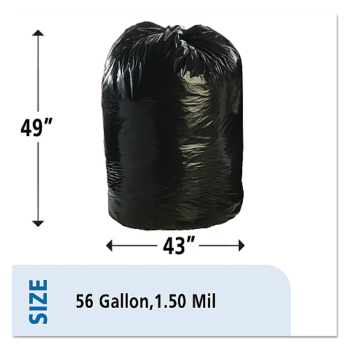 Stout by Envision Total Recycled Content Plastic Trash Bags, 56 gal, 1.5 mil, 43" x 49", Black/Brown, 100/Carton (T4349B15)