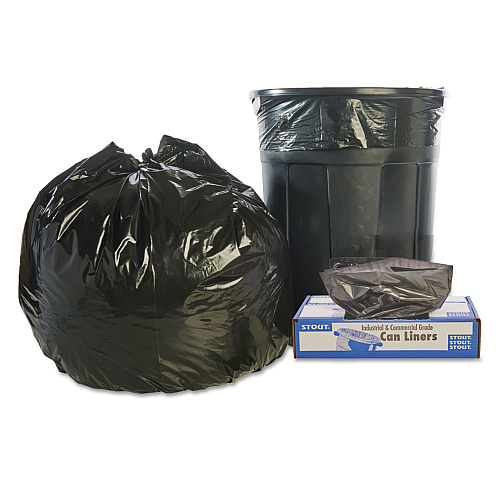 Stout by Envision Total Recycled Content Plastic Trash Bags, 45 gal, 1.5 mil, 40" x 48", Black/Brown, 100/Carton (T4048B15)