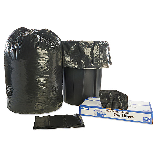 Stout by Envision Total Recycled Content Plastic Trash Bags, 65 gal, 1.5 mil, 50" x 51", Black/Brown, 100/Carton (T5051B15)
