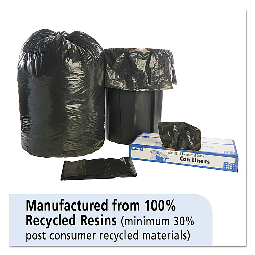 Stout by Envision Total Recycled Content Plastic Trash Bags, 65 gal, 1.5 mil, 50" x 51", Black/Brown, 100/Carton (T5051B15)
