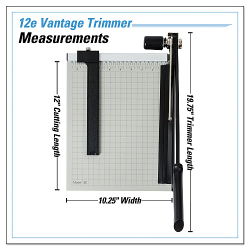 Dahle Vantage Guillotine Paper Trimmer/Cutter, 15 Sheets, 12" Cut Length, Metal Base, 10 x 12.75 (12E)