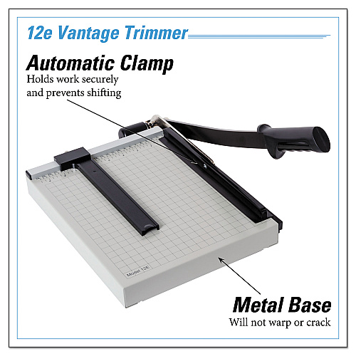 Dahle Vantage Guillotine Paper Trimmer/Cutter, 15 Sheets, 12" Cut Length, Metal Base, 10 x 12.75 (12E)