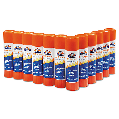Elmer's Disappearing Glue Stick, 0.77 oz, Applies White, Dries Clear, 12/Pack (E517)