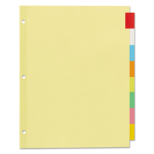 Office Essentials Plastic Insertable Dividers, 8-Tab, 11 x 8.5, Assorted Tabs, 1 Set (11467)