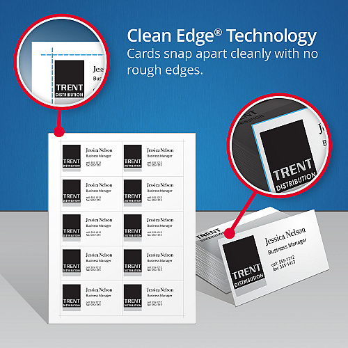 Avery True Print Clean Edge Business Cards, Inkjet, 2 x 3.5, White, 400 Cards, 10 Cards/Sheet, 40 Sheets/Box (8877)
