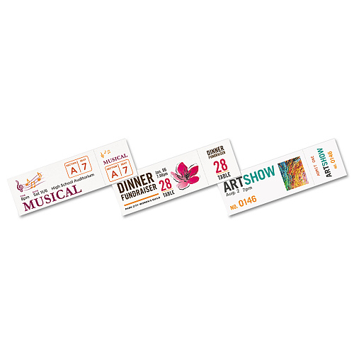 Avery Printable Tickets w/Tear-Away Stubs, 97 Bright, 65 lb Cover Weight, 8.5 x 11, White, 10 Tickets/Sheet, 20 Sheets/Pack (16154)