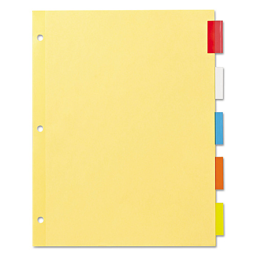 Office Essentials Plastic Insertable Dividers, 5-Tab, 11 x 8.5, Assorted Tabs, 1 Set (11465)