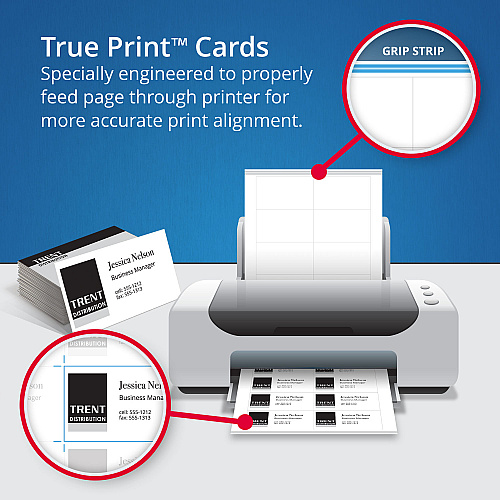 Avery True Print Clean Edge Business Cards, Inkjet, 2 x 3.5, White, 400 Cards, 10 Cards/Sheet, 40 Sheets/Box (8877)