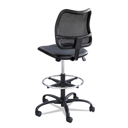 Safco Vue Series Mesh Extended-Height Chair, Supports Up to 250 lb, 23" to 33" Seat Height, Black Vinyl Seat, Black Base (3395BV)