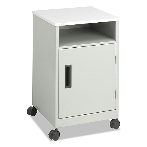 Safco Steel Machine Stand with Open Storage Compartment, Wood, 4 Shelves, 1 Bin, 15.25 x 17.25 x 27.25, Gray (1871GR)