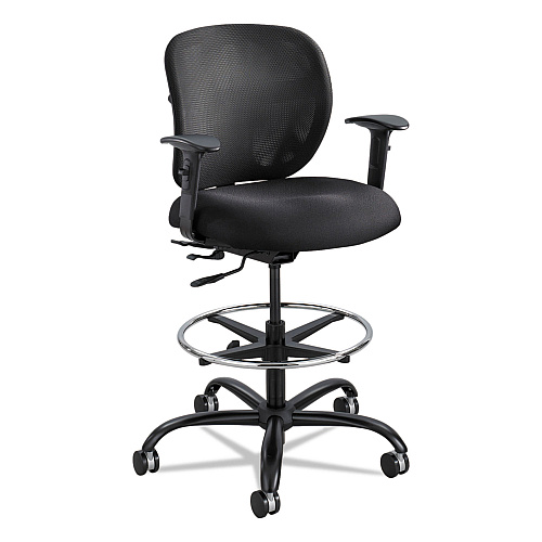 Safco Vue Heavy-Duty Extended-Height Stool, Supports Up to 350 lb, 23" to 32.5" Seat Height, Black Fabric (3394BL)