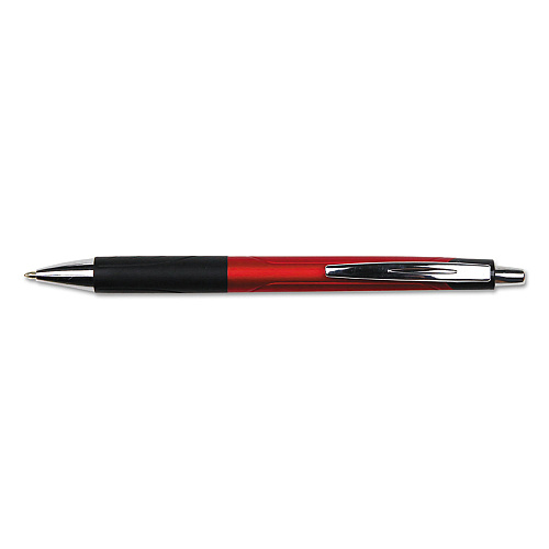 Universal Comfort Grip Ballpoint Pen, Retractable, Medium 1 mm, Red Ink, Red/Black Barrel, Dozen (UNV15542)