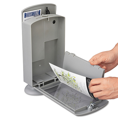 Safco Customizable Plastic Suggestion Box, 7 x 5 x 14.5, Light Gray (4233GR)