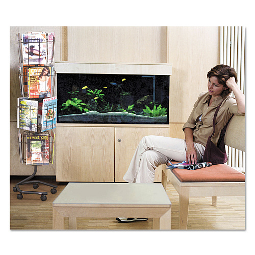 Safco Wire Rotary Display Racks, 16 Compartments, 15w x 15d x 60h, Charcoal (4139CH)