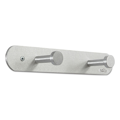 Safco Nail Head Wall Coat Rack, Two Hooks, Metal, 12w x 2.75d x 2h, Satin (4200)