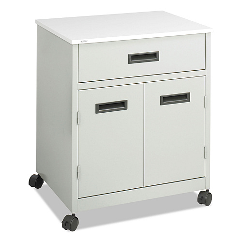 Safco Steel Machine Stand with Pullout Drawer, Engineered Wood, 3 Shelves, 1 Drawer, 25" x 20" x 29.75", Gray (1870GR)
