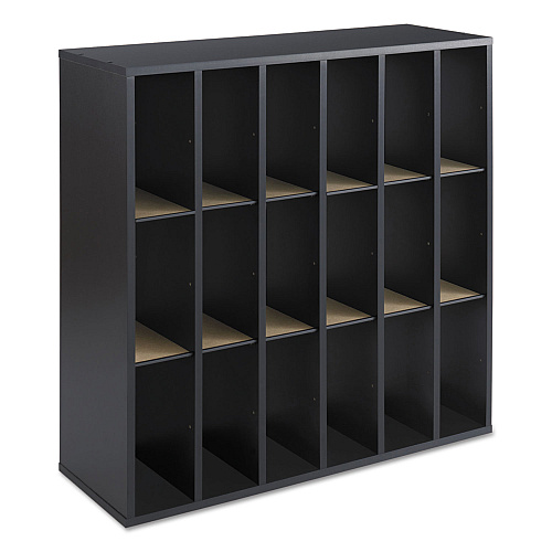 Safco Wood Mail Sorter with Adjustable Dividers, Stackable, 18 Compartments, 33.75 x 12 x 32.75, Black (7765BL)
