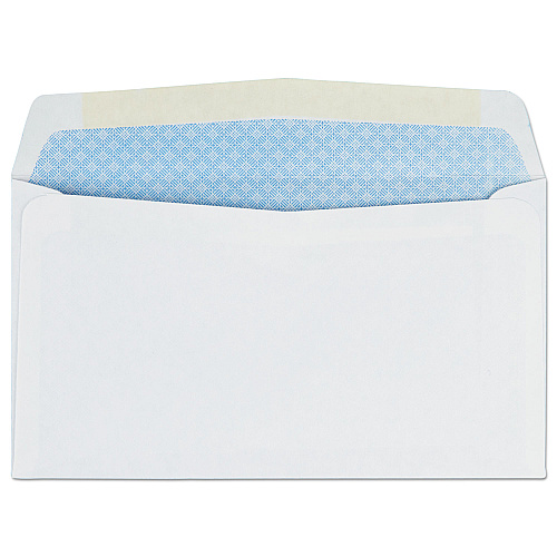 Quality Park Security Tint Business Envelope, #6 3/4, Commercial Flap, Gummed Closure, 3.63 x 6.5, White, 500/Box (10412)