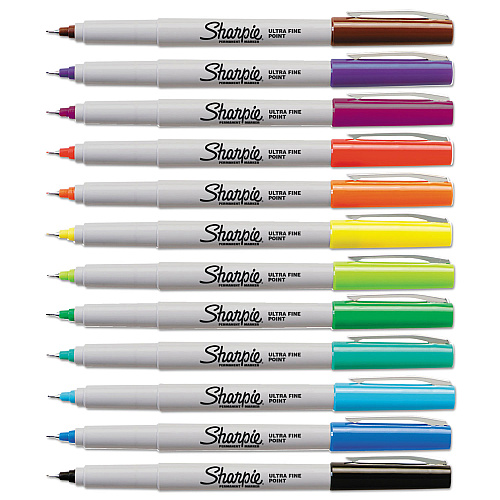 Sharpie Ultra Fine Tip Permanent Marker, Ultra-Fine Needle Tip, Assorted Colors, Dozen (37175PP)
