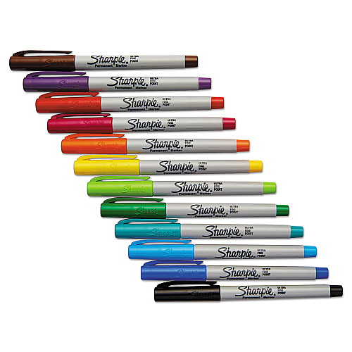Sharpie Ultra Fine Tip Permanent Marker, Ultra-Fine Needle Tip, Assorted Colors, Dozen (37175PP)