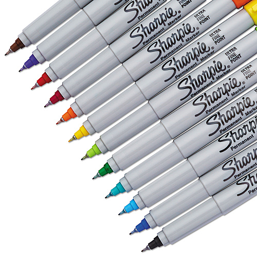 Sharpie Ultra Fine Tip Permanent Marker, Ultra-Fine Needle Tip, Assorted Colors, Dozen (37175PP)