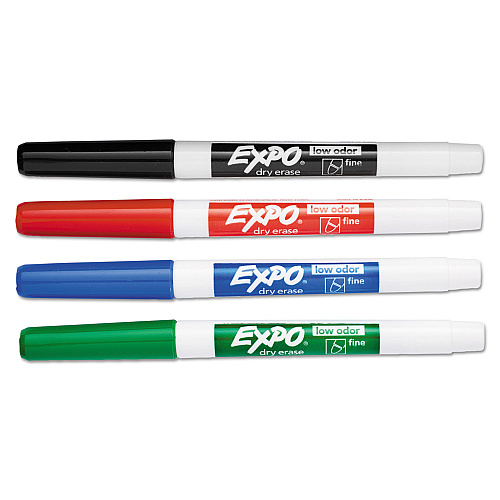 EXPO Low-Odor Dry Erase Marker Office Value Pack, Fine Bullet Tip, Assorted Colors, 36/Pack (2003893)