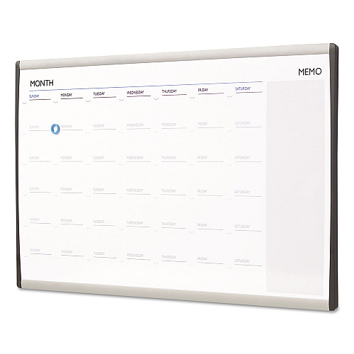 Quartet ARC Frame Cubicle Magnetic Dry Erase Calendar, One Month Format, 30 x 18, White Surface, Silver Aluminum Frame (ARCCP3018)