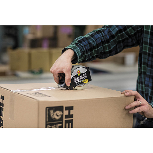 Duck MAX Packaging Tape with Dispenser, 3" Core, 1.88" x 54.6 yds, Crystal Clear (284982)