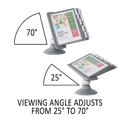 Durable SHERPA Motion Desk Reference System, 10 Panels, Gray Borders (553937)
