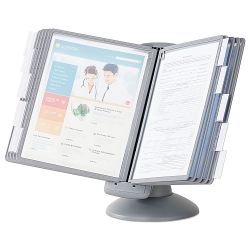 Durable SHERPA Motion Desk Reference System, 10 Panels, Gray Borders (553937)