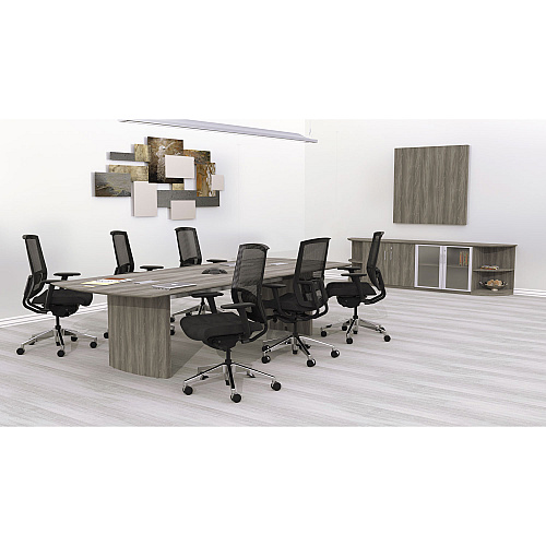 Safco Medina Conference Table Top, Half-Section, Boat, 72w x 48d, Gray Steel 1" Height x 72" Width x 48" Depth - Beveled Edge - Finish: Gray Steel Laminate, Silver - Stain Resistant, Water Resistant, Abrasion Resistant, Grommet, Durable - Fo (MNMT72STLGS)
