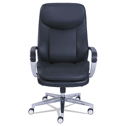 La-Z-Boy Commercial 2000 High-Back Executive Chair, Supports Up to 300 lb, 20.25" to 23.25" Seat Height, Black Seat/Back, Silver Base (48958)