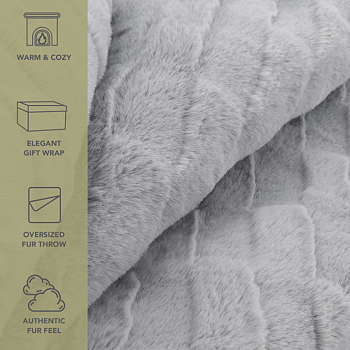 Aston & Arden Luxe Mink Faux Fur Throw 50x70 Light Grey - 1 Blanket (P-TH-FF-5070-LG)
