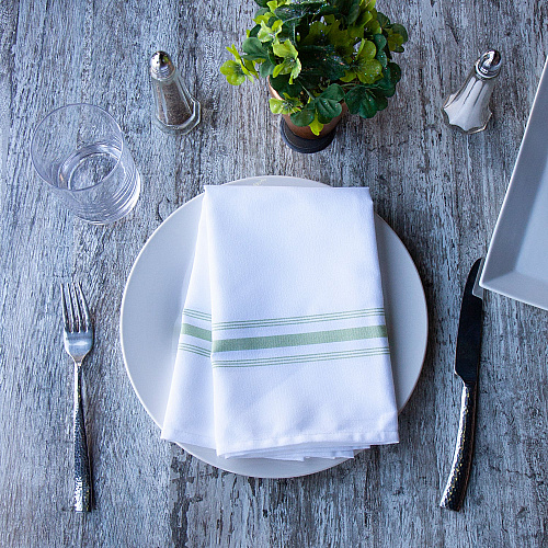 Mariposa Bistro Napkin 18x22 Green Stripe - Case Of 120 (BISTRO-GRN-CS)