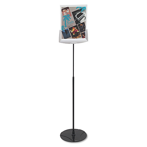 Durable Sherpa Infobase Sign Stand, Acrylic/Metal, 40" to 60" High, Gray (558957)