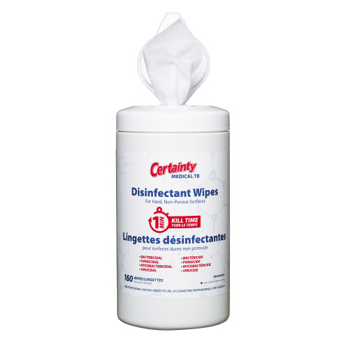 Certainty Medical Tb Disinfectant Wipes Canister, 6.4”x6.5”, 160 Wipes/canister - Case Of 6 (96160)
