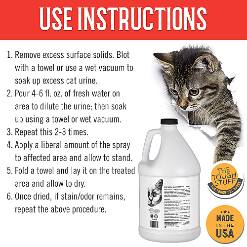 Tough Stuff Cat Urine Odor & Stain Eliminator, Original - 1 Gallon Bottle (P128CUR)