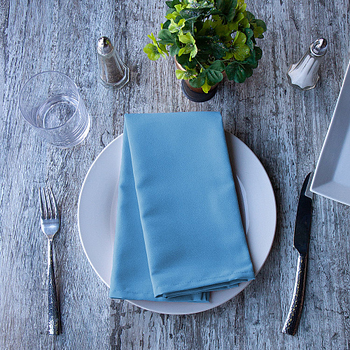 Mariposa Poly Spun Napkin 20x20 Light Blue - Case Of 300 (NAP-LTBLUE-SPUN-CS)