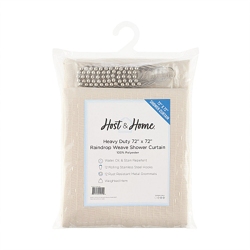 Host & Home Poly Shower Curtain Set 72x72 Raindrop Almond Milk - 1 Set (P-SCSET-7272-BG)