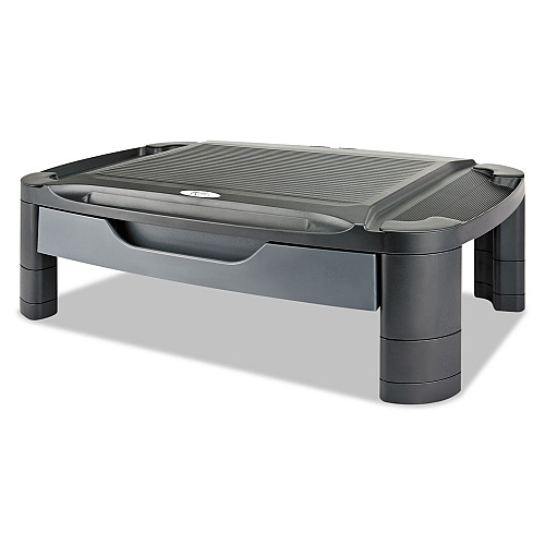 Alera 3-in-1 Cart/Stand, Plastic, 3 Shelves, 1 Drawer, 100 lb Capacity, 21.63" x 13.75" x 24.75", Black/Gray (ALEU3N1BL)