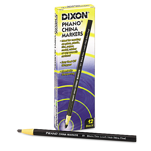Dixon China Marker, Black, Thin Lead, Dozen (00081)