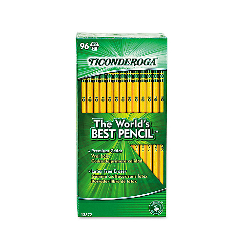 Ticonderoga Pencil Value Pack, HB (#2), Black Lead, Yellow Barrel, 96/Pack (13872)