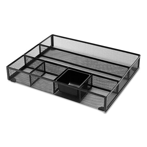 Universal Metal Mesh Rotating Desktop Organizer, 8 Compartments, Metal Mesh, 6.5" Diameter x 6.13"h, Black (UNV20022)