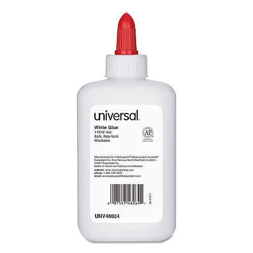 Universal Washable White Glue, 4 oz, Dries Clear, 3/Pack (UNV46064)