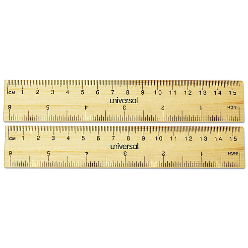 Universal Flat Wood Ruler, Standard/Metric, 6" Long (UNV59024)