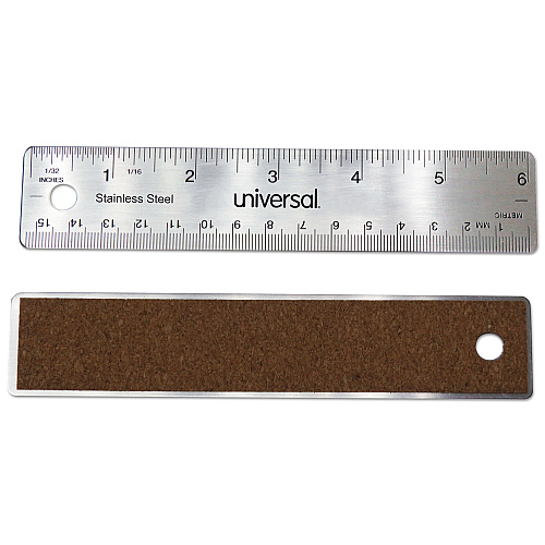 Universal Stainless Steel Ruler, Standard/Metric, 6" Long (UNV59026)