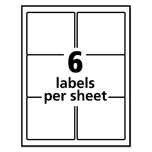 Avery Vibrant Laser Color-Print Labels w/ Sure Feed, 3 x 3.75, White, 150/PK (6874)