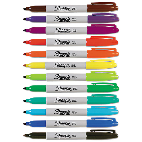 Sharpie Fine Tip Permanent Marker, Fine Bullet Tip, Assorted Colors, 12/Set (30072)